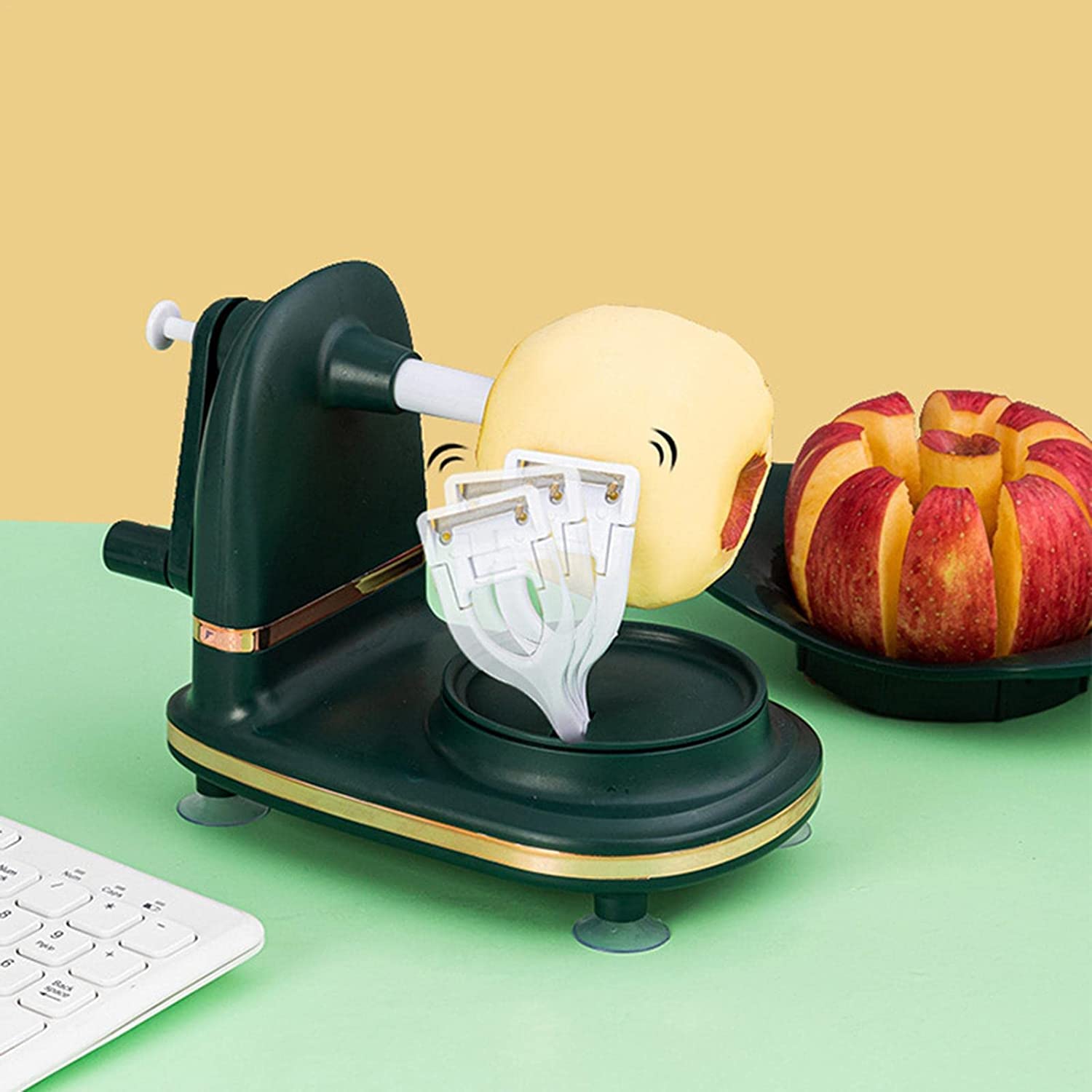 Obstschäler Mit Entkerner – Automatischer Schäler Für Äpfel, Birnen, Kartoffeln (hellgrün)
