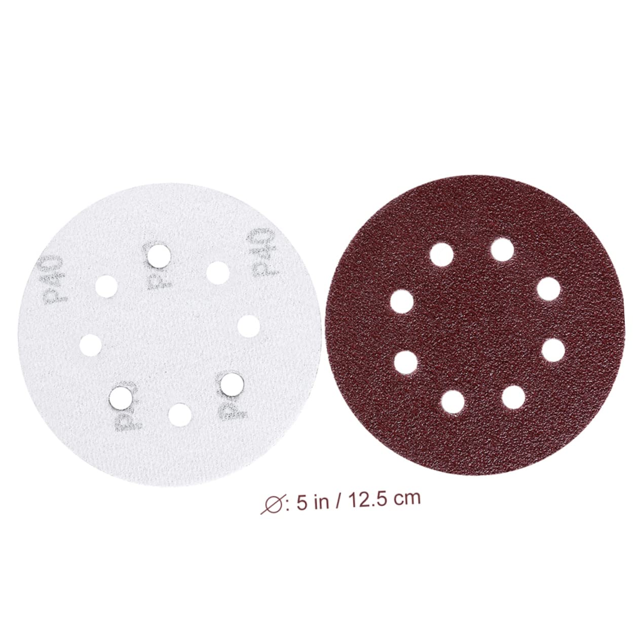 MUSISALY 25pcs 5 Inch 40 Grit Sandpaper Circular Pads Sanding Discs 8 Hole Abrasive Discs for Finishing