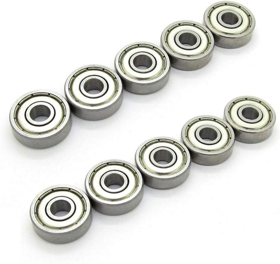 625ZZ 5 x 16 x 5 mm Deep Groove Ball Bearing, 10 Pcs, Metal Shielded Miniature Ball Bearings, Single Row, Fit for Skateboard Bearings, Hand Spinner, Brush Motor, Roller Skates etc. (Pack of 10)