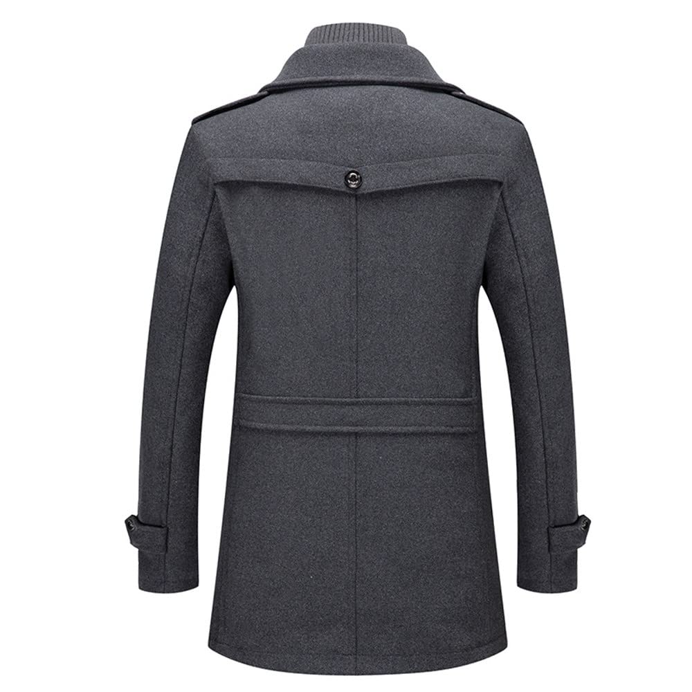 Cappotto Invernale Degli Uomini, Cappotto Caldo Di Lana Degli Uomini, Doppio Collare Rimovibile Pea Coats Casual Inverno Business Slim Fit Giacca Plus Cotone Fodera Spessa Pull Outdoor Windproof Coat