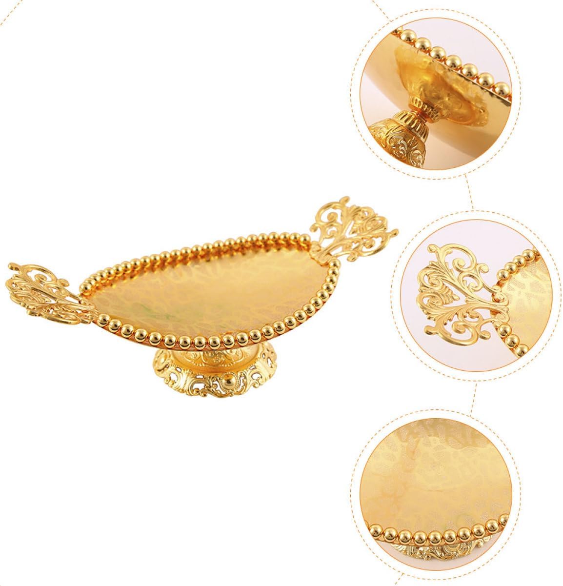 Golden Alloy Fruit Plate with Xmas Decorative Candy Holder for Cakes