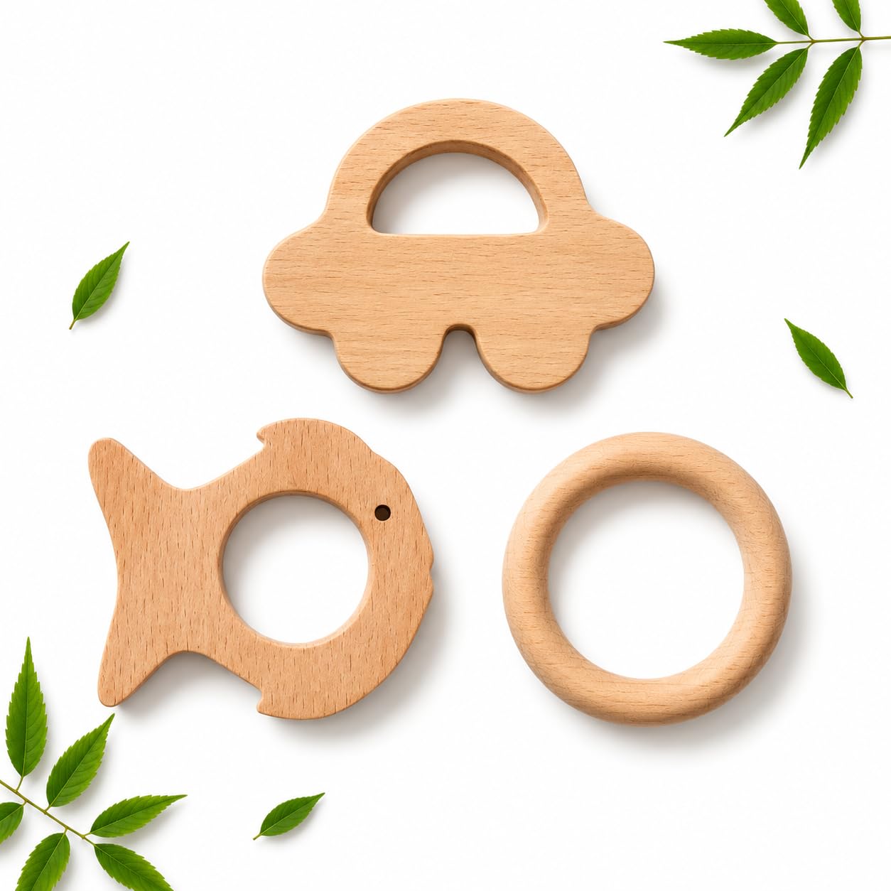 Phytosanitized Wooden Teether for Babies – Safe, Natural, Non-Toxic, Germ-Free (Set of 2) (Car+Fish)-image-14