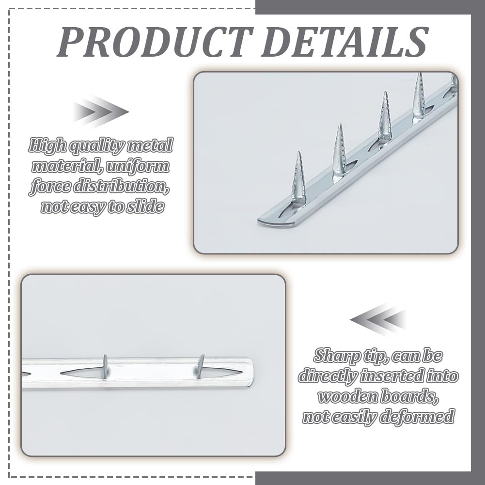 ORIGACH 30 tiras de metal para tapicería de 15.7 pulgadas, tiras de tachuelas galvanizadas plateadas con tira de goma transparente diseñadas para muebles, sillas y sofás