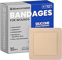 Vista 11 de Vendajes grandes impermeables de 2 x 2 pulgadas de espuma de silicona para cuidado de heridas de piel sensible, almohadilla cohesiva adhesiva