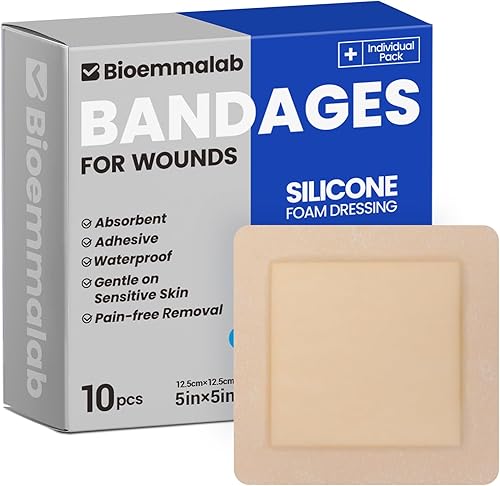 Miniatura 11 de Vendajes grandes impermeables de 6 x 6 pulgadas de espuma de silicona para cuidado de heridas de piel sensible, almohadilla cohesiva adhesiva con