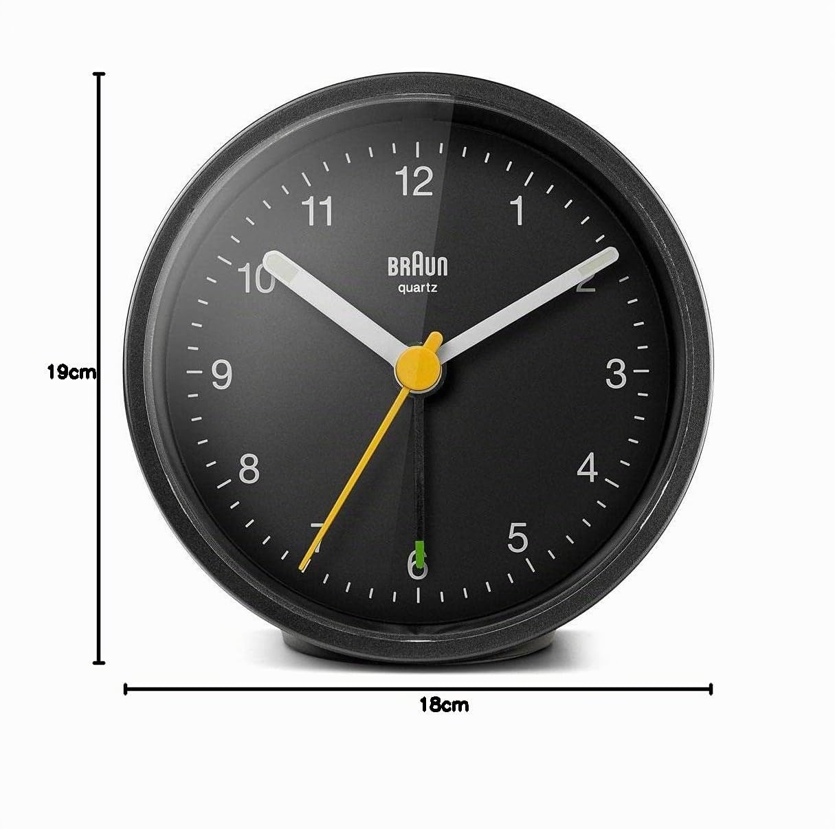 Braun Klassischer analoger Wecker mit Schlummerfunktion und Licht, ruhiges Quarzuhrwerk, Crescendo-Alarm in Schwarz, Modell BC12B (2 Pack)
