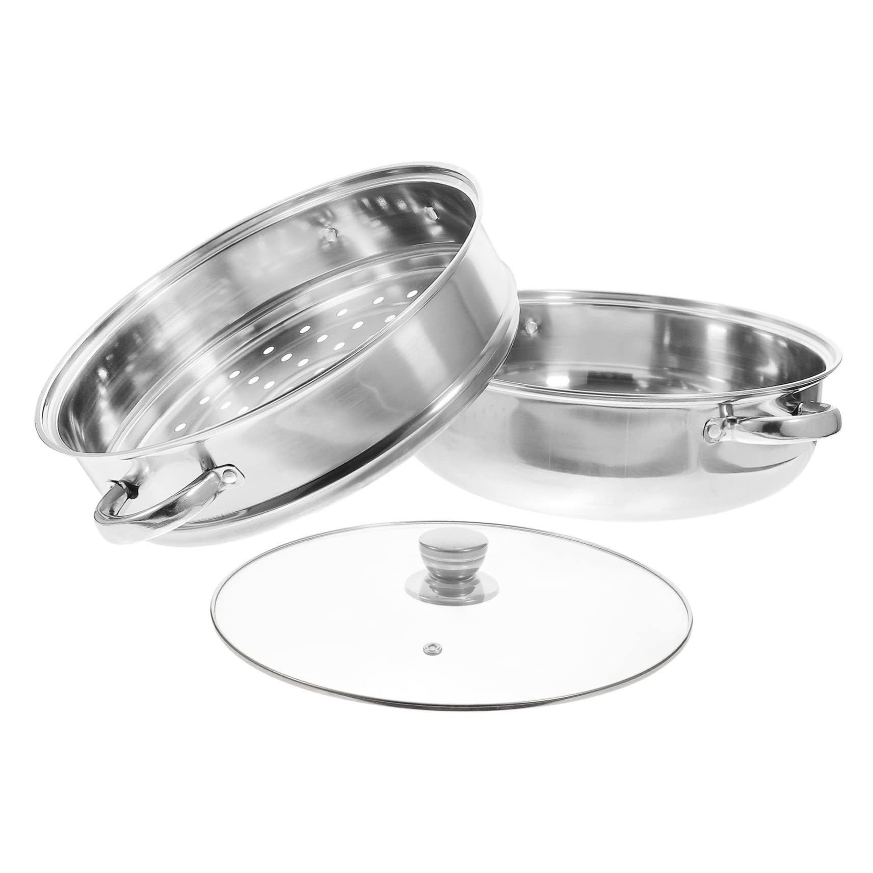POPETPOP Olla Vaporera Inoxidable Doble Capa Olla para Cocinar al Vapor y Guisar Resistente y Práctica para Verduras y Sopas