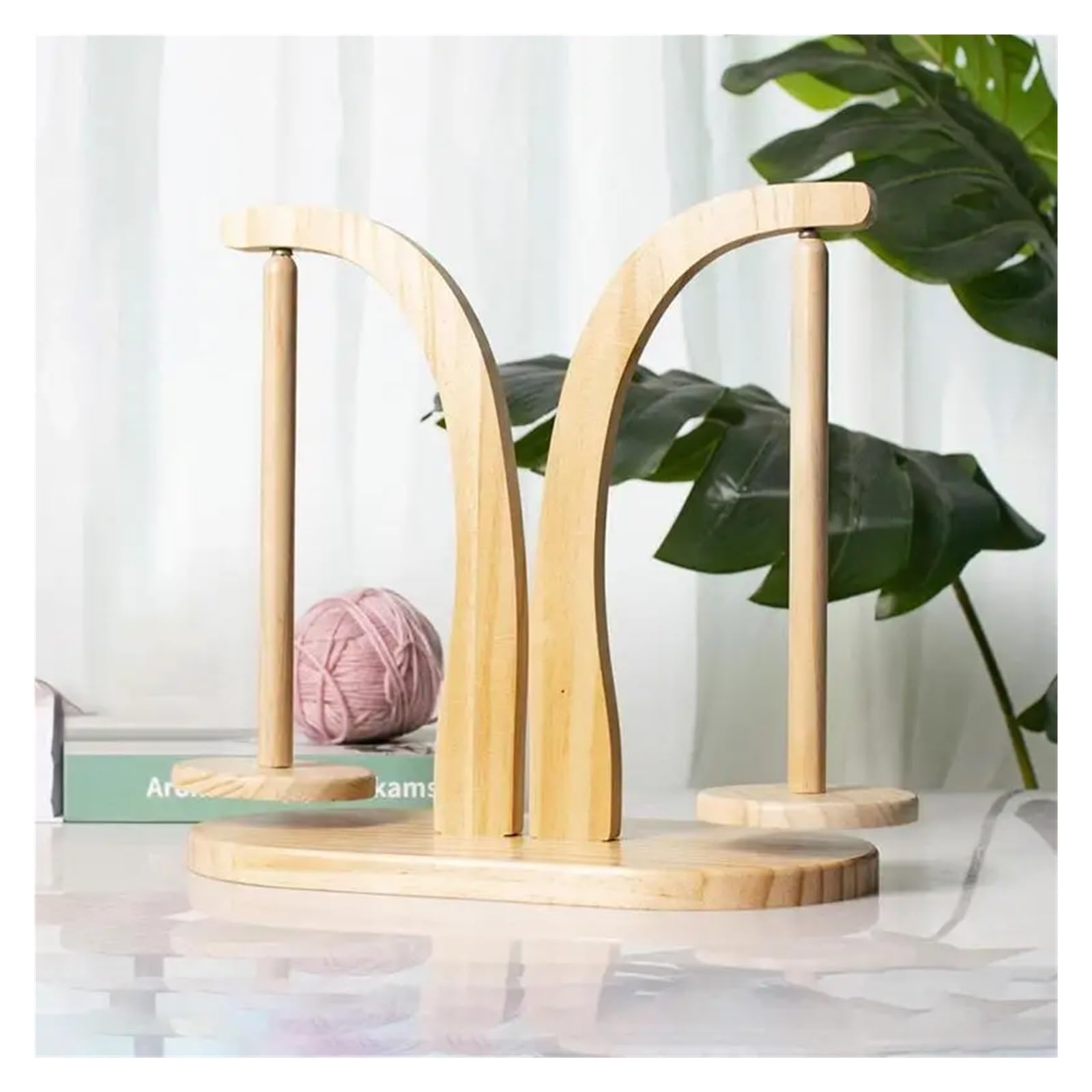 NäHgarn Aufbewahrung Garnhalter aus Holz, Spinn- und Strickwerkzeuge, Häkelgarnhalter, rotierende magnetische Garnspule, Wollknäuelwickler, Rotationsspinner(E)