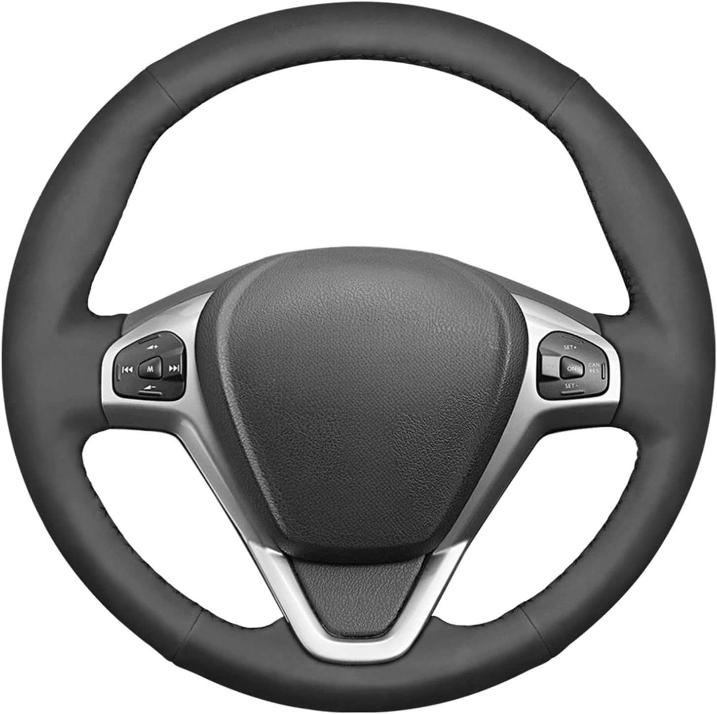MEWANT Customized Black Microfiber Leather Car Steering Wheel Cover for Ford Fiesta Ecosport B-MAX Ka(Ka+) Tourneo Courier Transit Courier (Leather Steering Wheel)