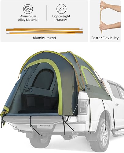 Miniatura 6 de JoyTutus Tienda de campaña para camioneta, impermeable, PU2000 mm de doble capa para 2 personas, tienda de campaña portátil, 5.5 pies a 6 pies,