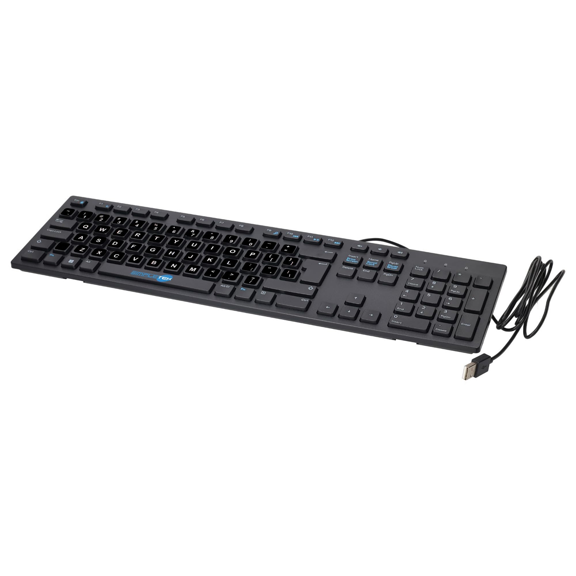 SIMPLETEK - Tastiera KB216 USB Cablata | Adesivi Layout Inglese US QWERTY | Compatibile con PC Desktop | Colore Nero