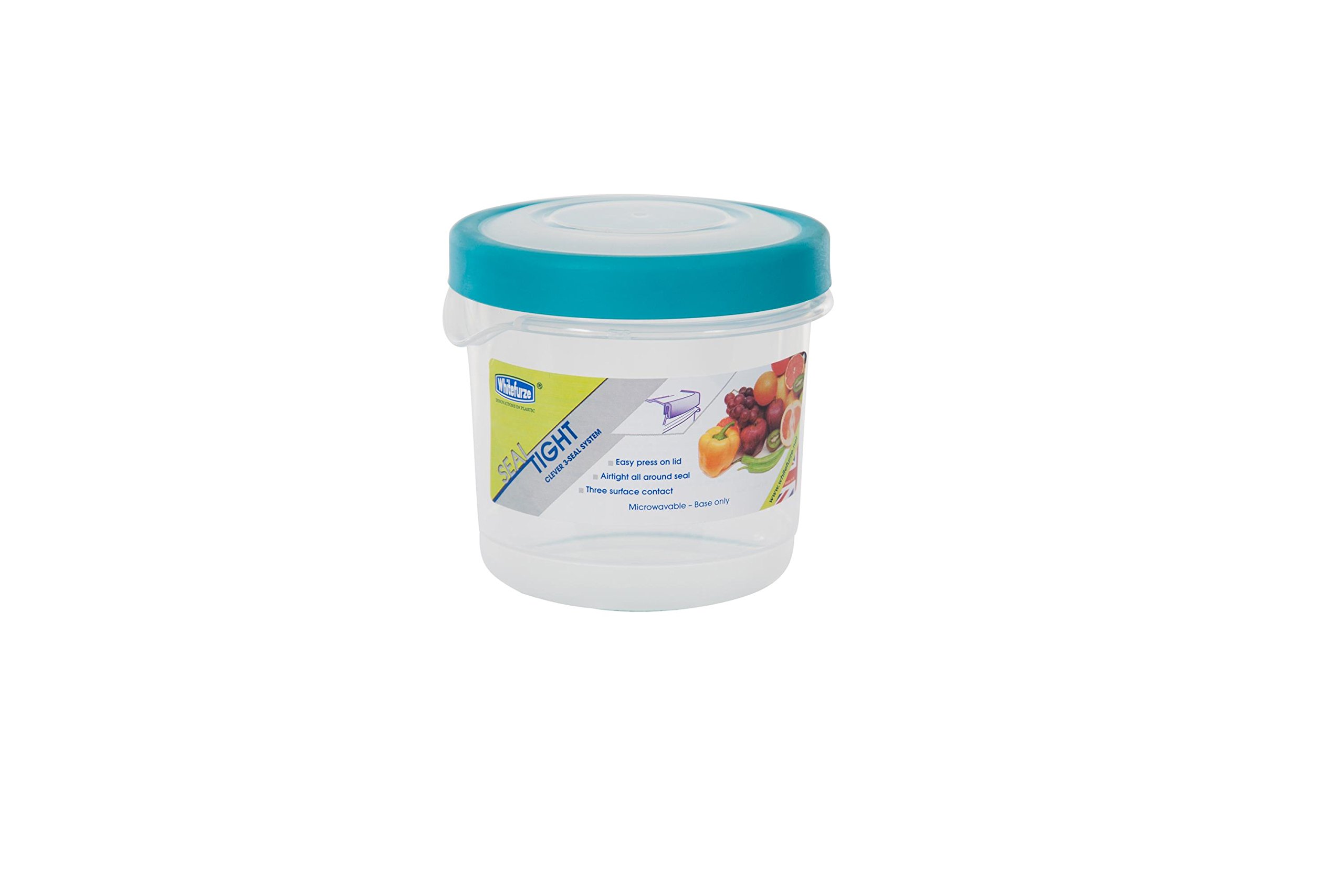 Whitefurze Teal Round Seal Tight Container, Plastic, 0.5 Litre