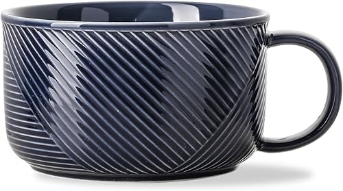 Miniatura 7 de Tazón de sopa con asa taza de sopa de gran tamaño de 38 onzas con asa, cuenco de cerámica apto para microondas para cocina, taza de sopa