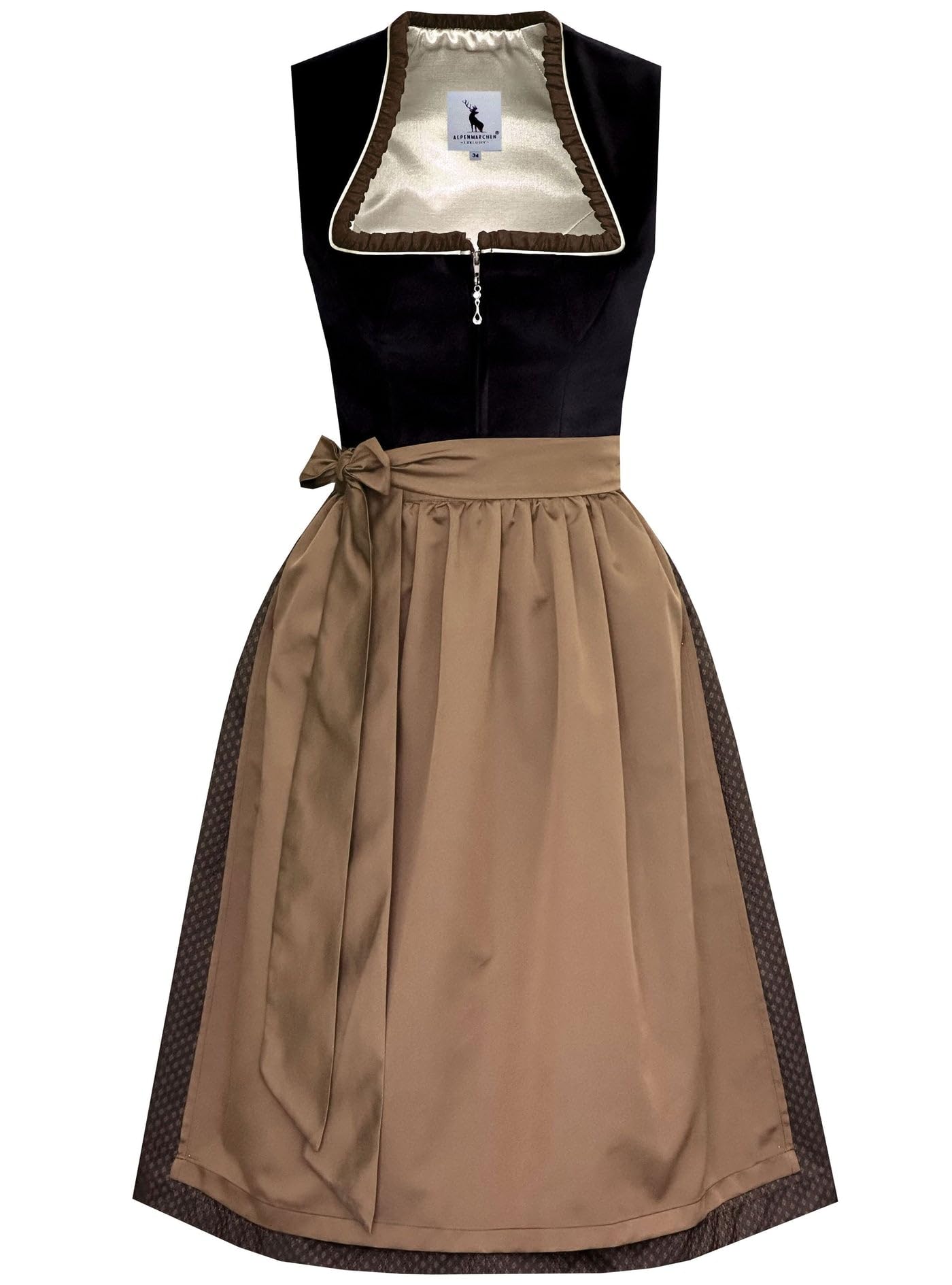 Alpenmärchen Midi Dirndl Sybille aus Exklusiver Kollektion inkl. Schürze Gr.32-54 - ALM1033