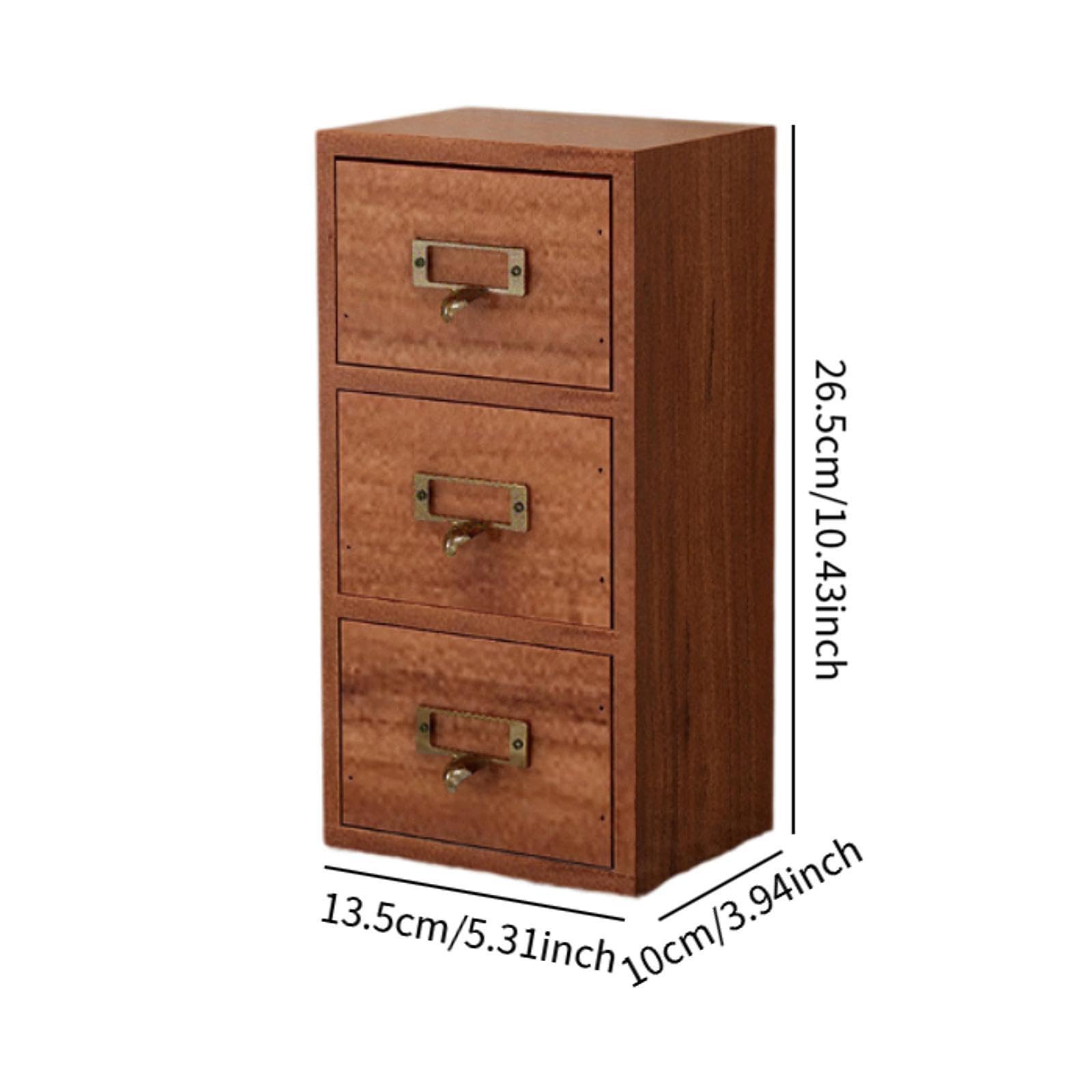 Organizzatore Da Scrivania con Cassetti per Gioielli E Tè, Scatola Portaoggetti in Legno, 3 Cassetti, Dimensioni: