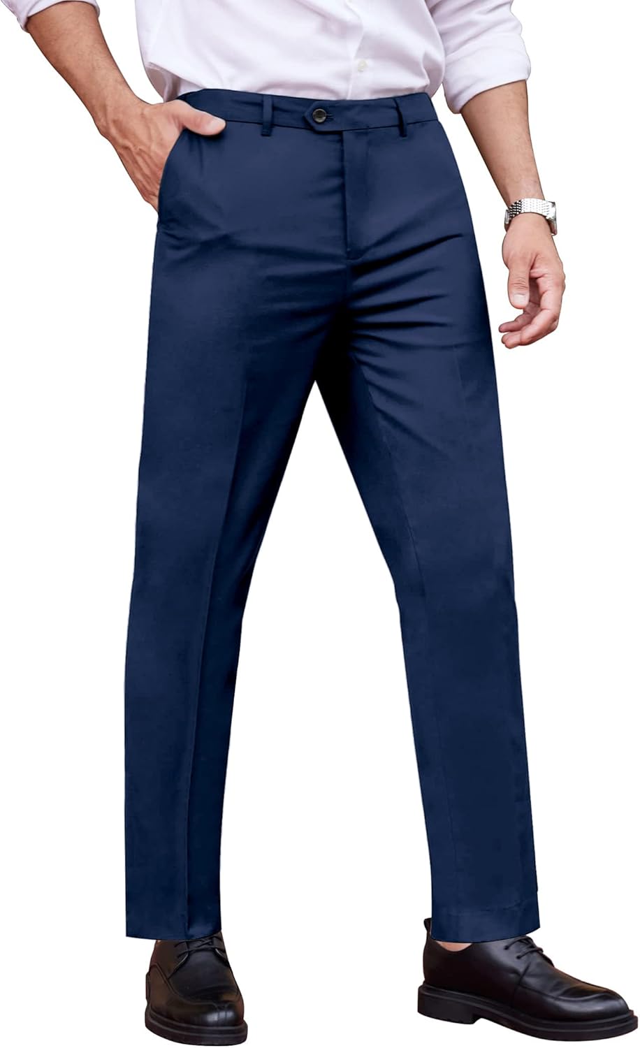 COOFANDY Men's Classic Fit Dress Pants Flat Front Straight Formal Pants Wrinkle Free Expandable Waist Suit Pants - Image 4