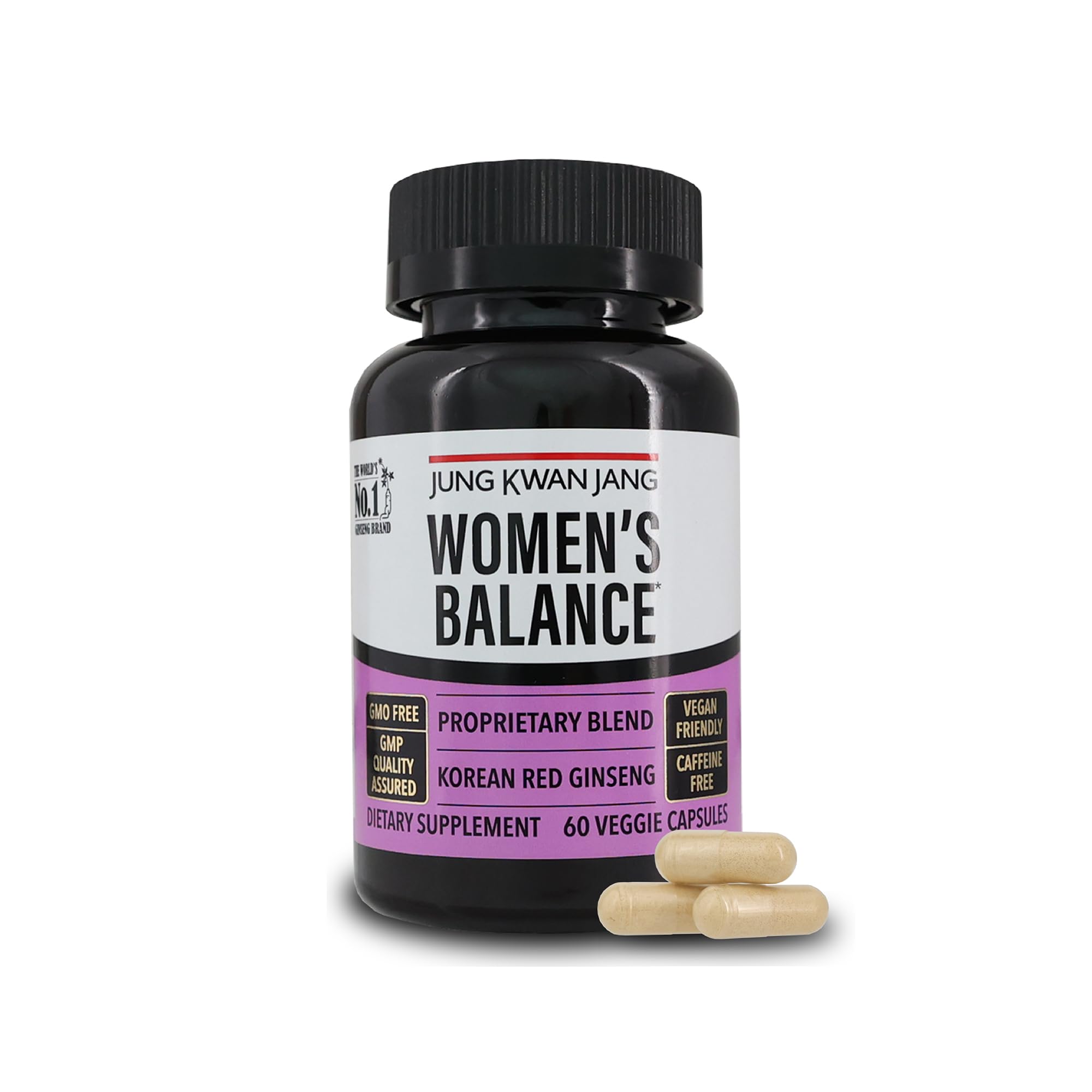 Women's Balance with Korean Red Ginseng for Energy Level, Digestive System, and Cognitive Health Supplement, 60 Capsules