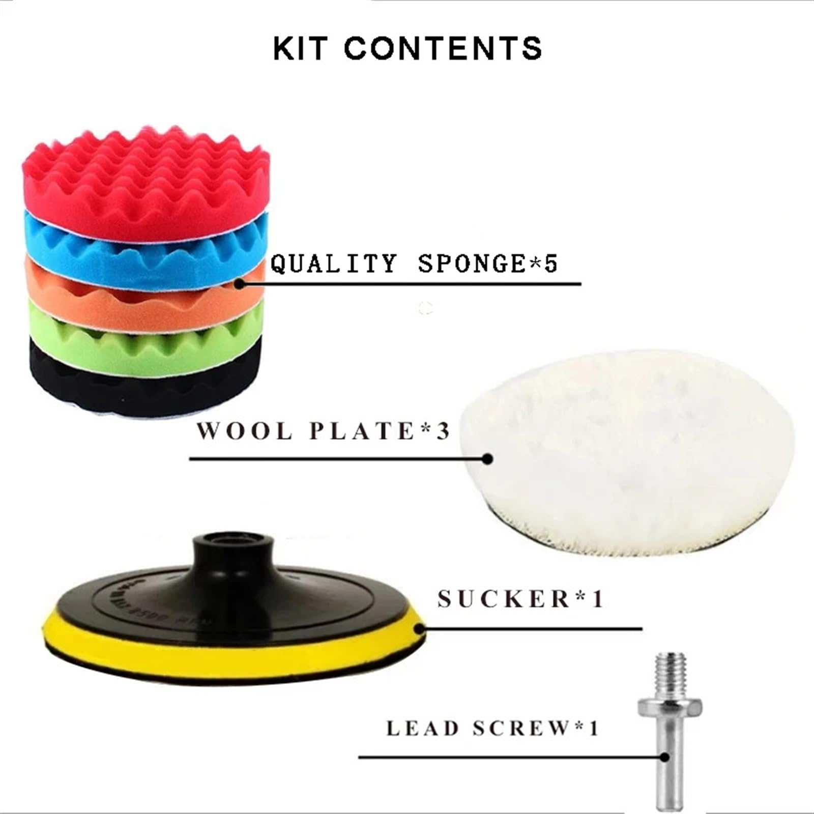 Disco de pulido for coche de 3/7/5 pulgadas, 8 piezas/juego, esponja de cera for pulir autoadhesiva, almohadilla de lana for pulir ruedas, 1 juego(7inch)