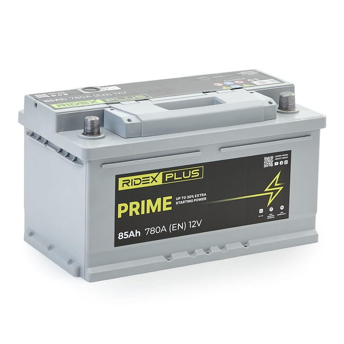 RIDEX PLUS 1S0027P Prime Batería Coche 85Ah 780A 12V B13 DIN/ISO LB4 Baterías de Arranque de 80Ah 75Ah 70Ah Compatible con FORD Fiesta Mk6 Hatchback CB1, CCN, JA8, JR8 MONDEO IV Turnier BA7, AUDI, VW