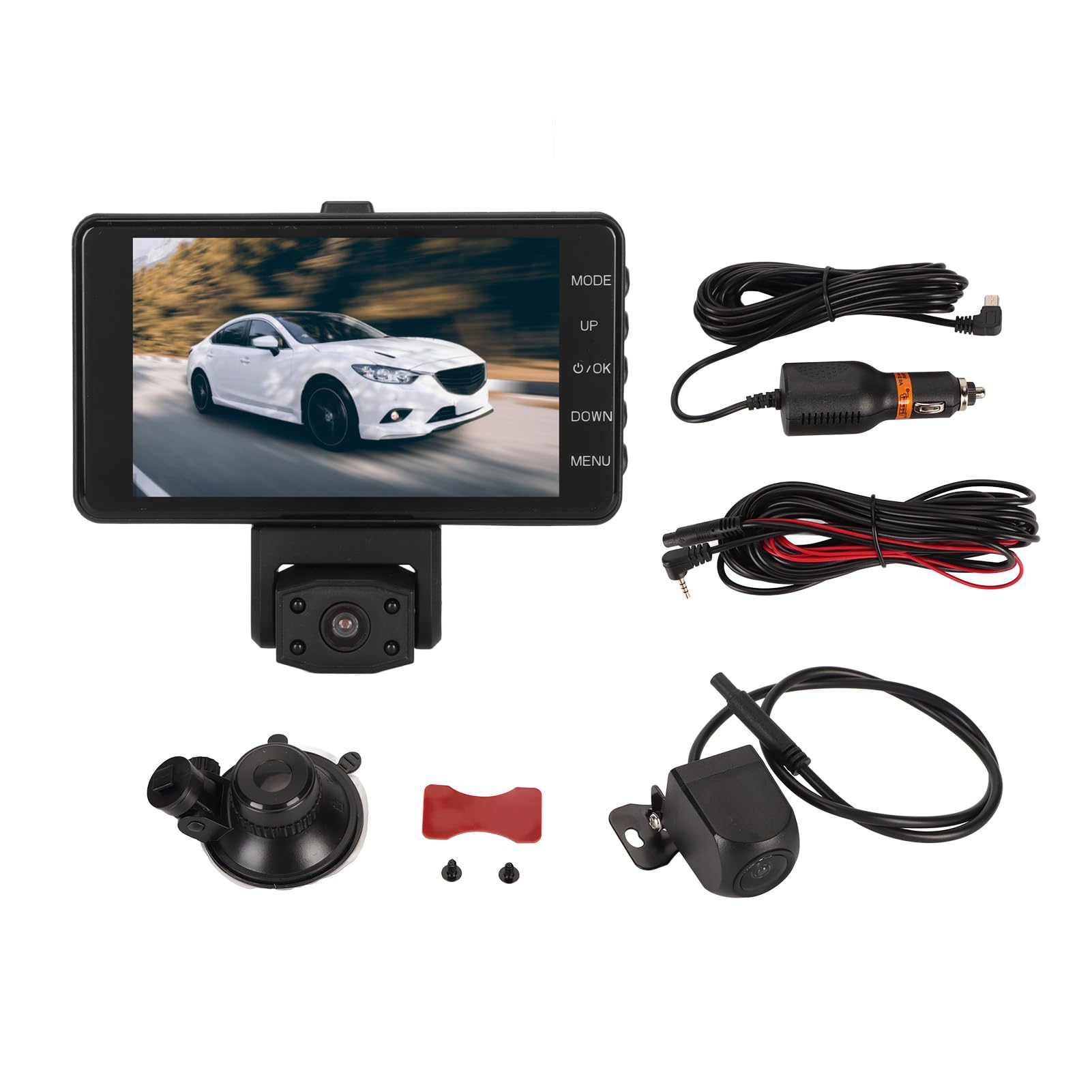 Grabadora de Cámara de Salpicadero de Coche 2K HD de Triple Lente con Visión Nocturna y Pantalla IPS de 3,9, Grabadora de Conducción Ultra HD, Cámara de Salpicadero de