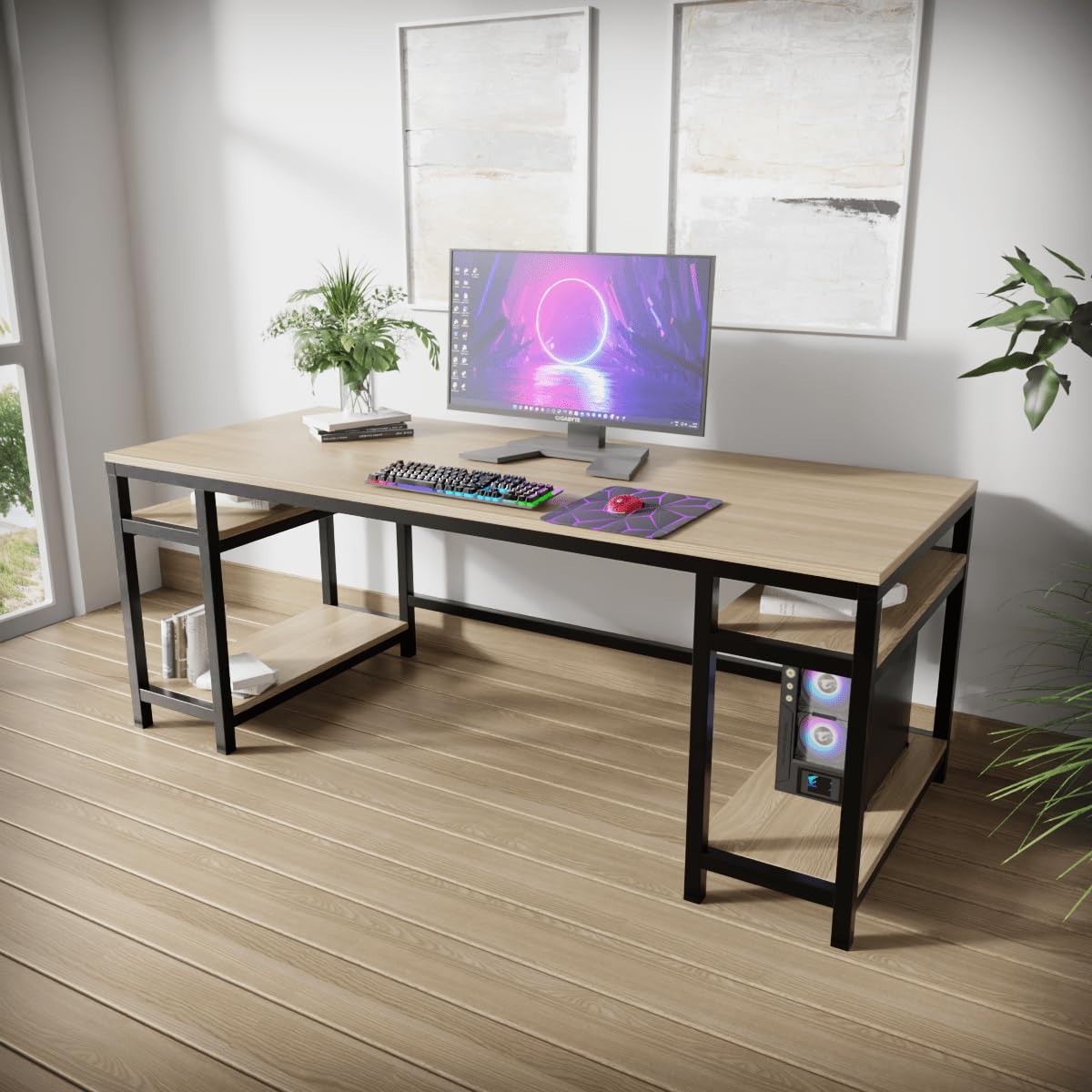 Riyan Luxiwood® Edward Computer Table with Open Storage Made MDF I Large Study Table (Small, Beige) (B0CW34GW4R) Amazon Price History, Amazon Price Tracker