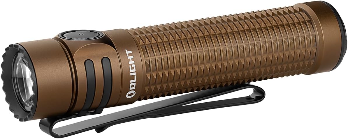 Warrior Mini3 1750 Lumens Rechargeable Tactical Flashlight with Dual Switch and Proximity Sensor, LED Flashlight for EDC, Outdoor, Camping and Emergency (Desert Tan)
