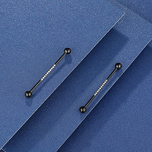 Hopply 14G Industrial Barbell Earring For Men & Women,Surgical Stainless Steel Piercing Helix-Conch Cartilage Earrings With Cz Body Piercing Jewelry 38Mm 1 1/2 Inch (Black) #TOP3