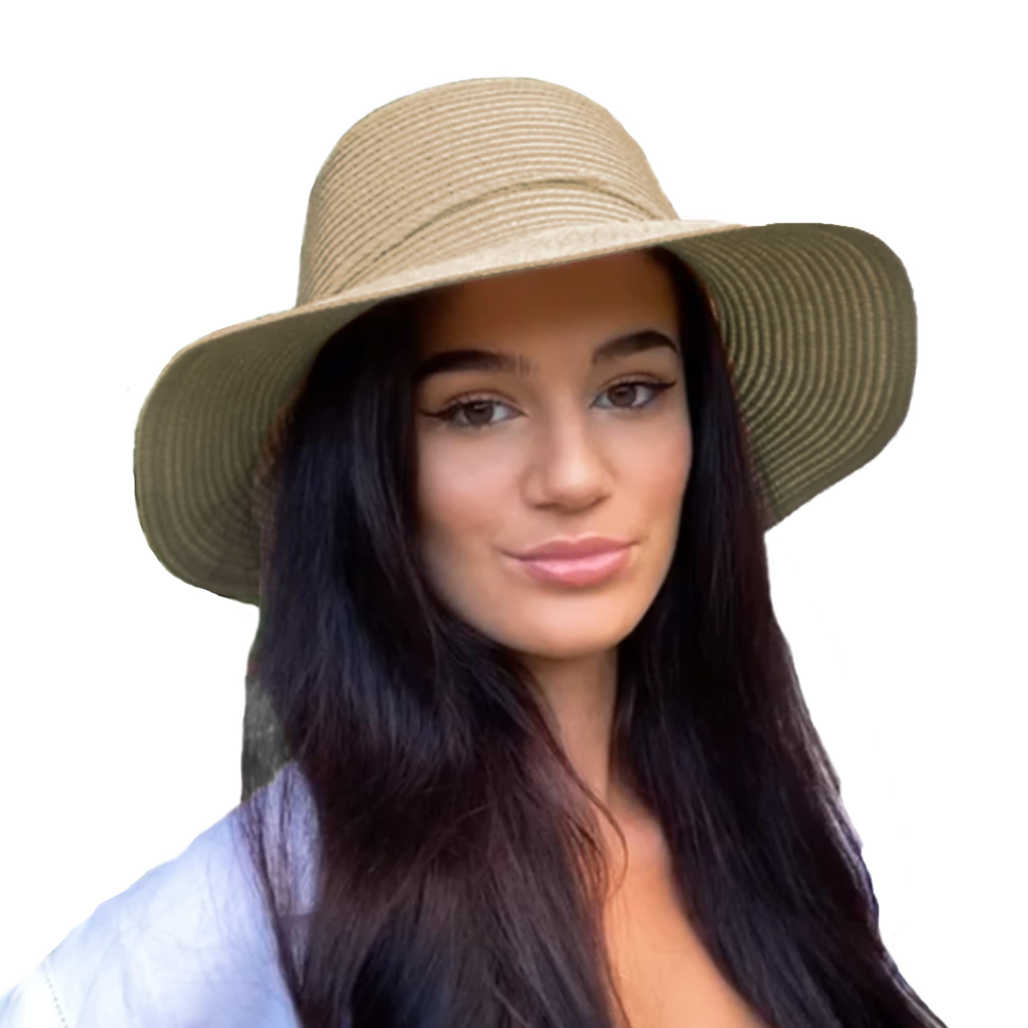 TOSKATOK Sombrero Panama Paja Mujer de Verano de ala Ancha Sombrero de Playa Plegable Gorro del Sol