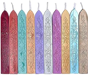Street27 10pcs Sealing Wax Sticks, Seal Wax Sticks with Wicks Cord Multi-Color Seal Wax for Wax Seal Stamp (Mix Colors)