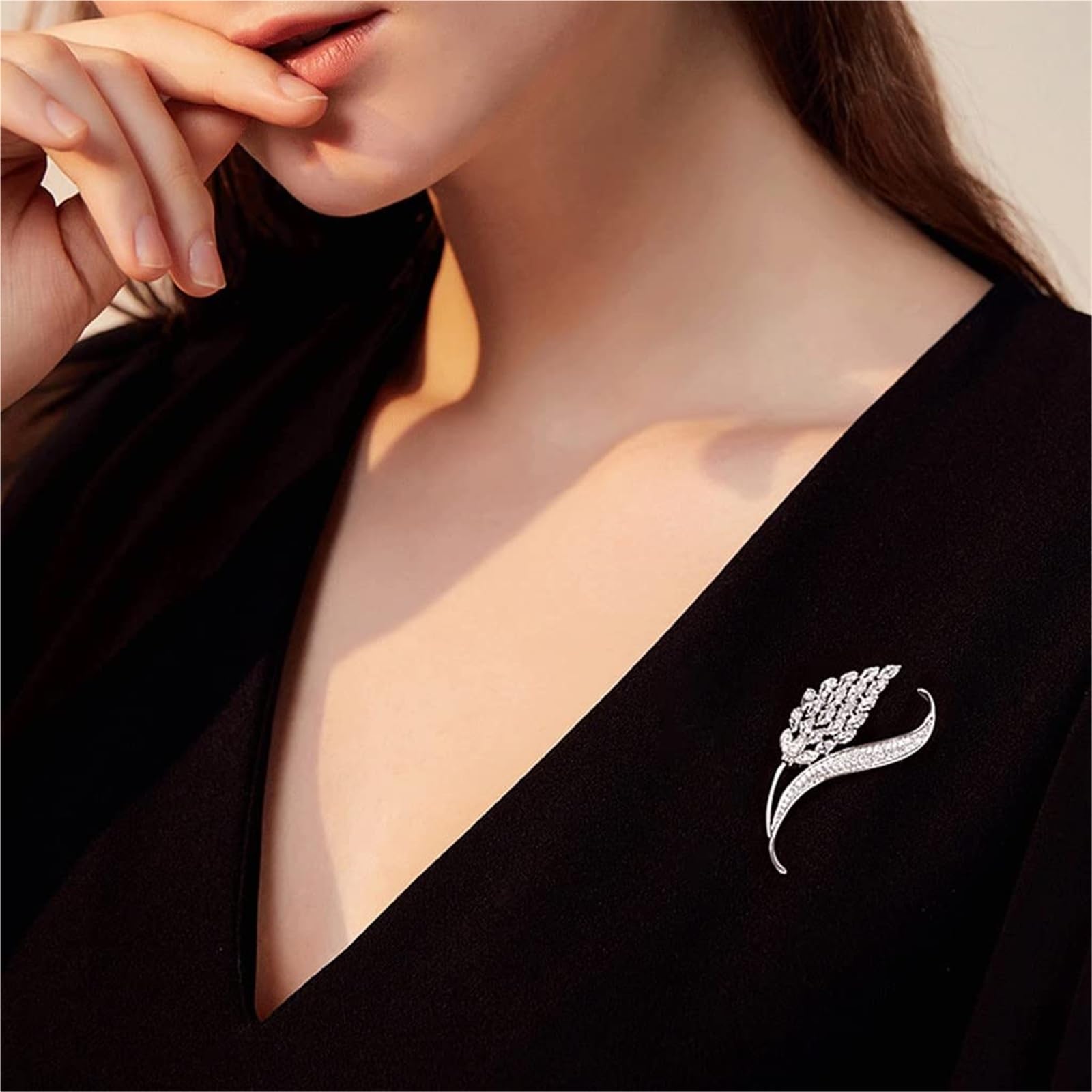 Broche de plata refinada para mujer, pin antirreflejos personalizado con caja de accesorios, joyería pequeña a juego para amor, compromiso, fiesta y boda