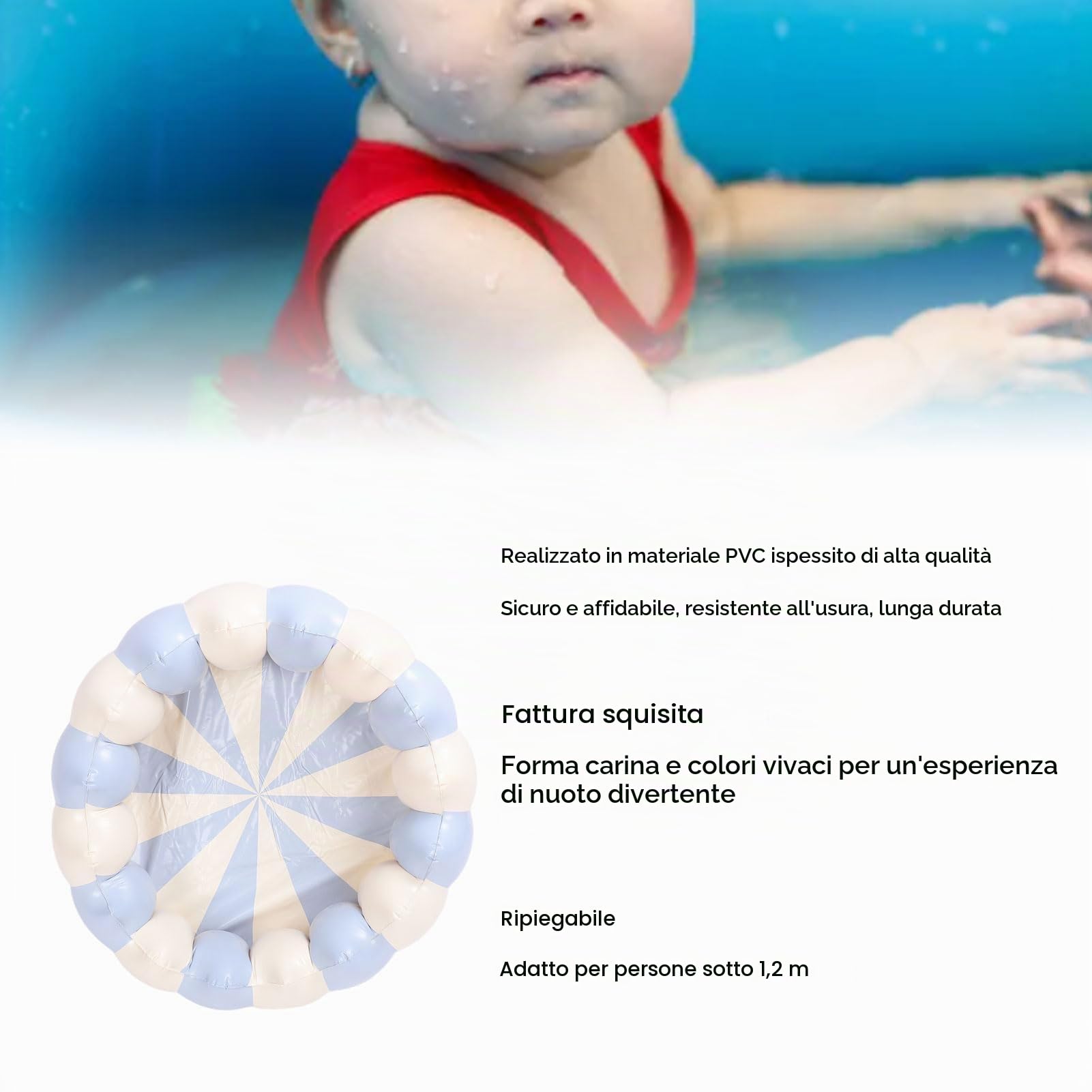Piscina Gonfiabile per Bambini Piccola, Vasca Palle PVC Portatile per Interno Esterno Gioco Nuoto Piscina per Bambini fino 1.2 metri (Blu a strisce)