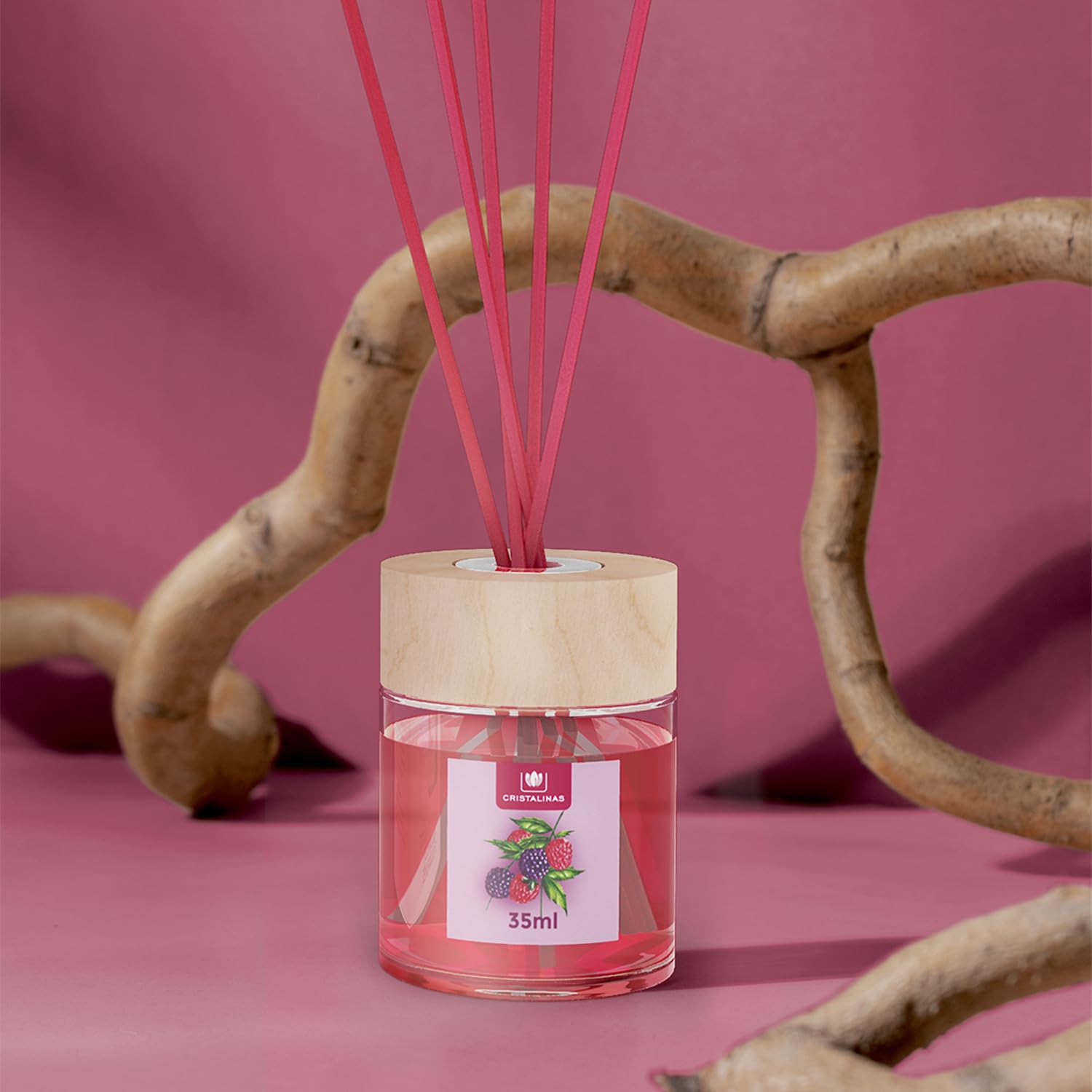 CRISTALINAS | Pack Ambientadores | Aroma Moras y Frambuesas | Mikado 180ml | Mikado 90ml | Mikado 35ml | Ambientador para coche 6ml (Moras y Frambuesas)