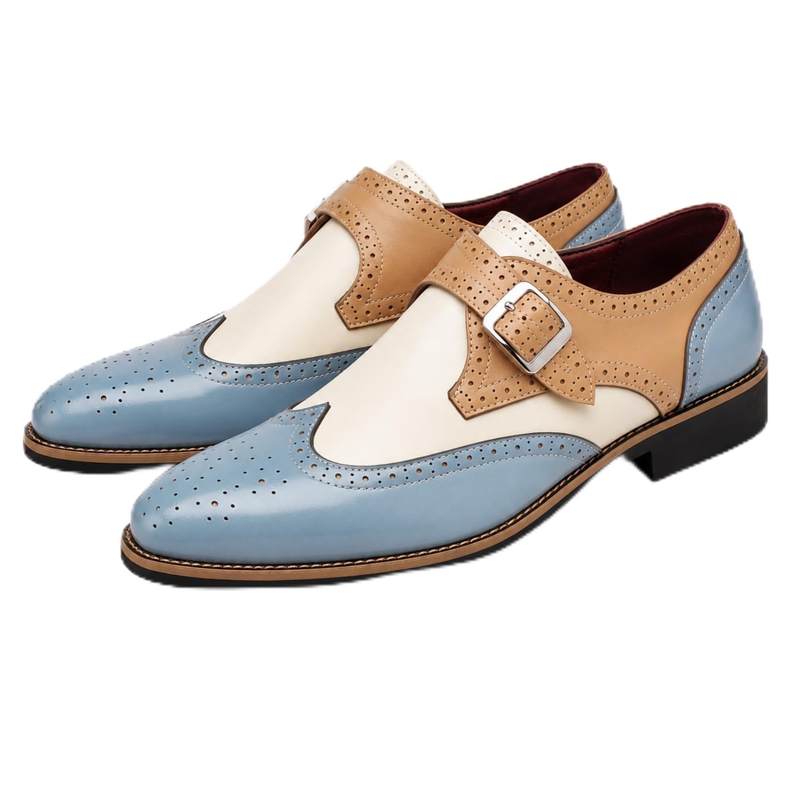 Hixingo Scarpe Stringate Uomo in Pelle | Scarpe Eleganti da Abito comoda Design classico ideale per ufficio, lavoro, matrimoni, cerimonie ed eventi formali