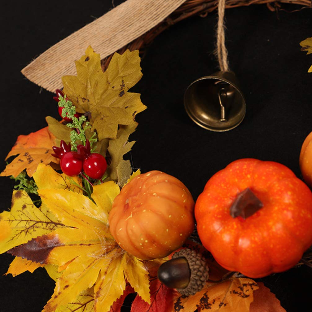 Homoyoyo Ghirlande Autunnali Artificiali 12 Pollici/ 30 Cm Rattan Maple Leaf Leaf Fall Pumpkin Raccolta Raccolta per La Porta D' ingresso Halloween Ringraziamento Del di Natale