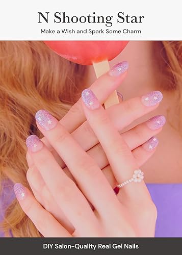 Miniatura 2 de ohora - Tiras de uñas de gel semicuradas (N Shooting Star), funcionan con cualquier lámpara de uñas UV, calidad de centro, larga duración, fácil de