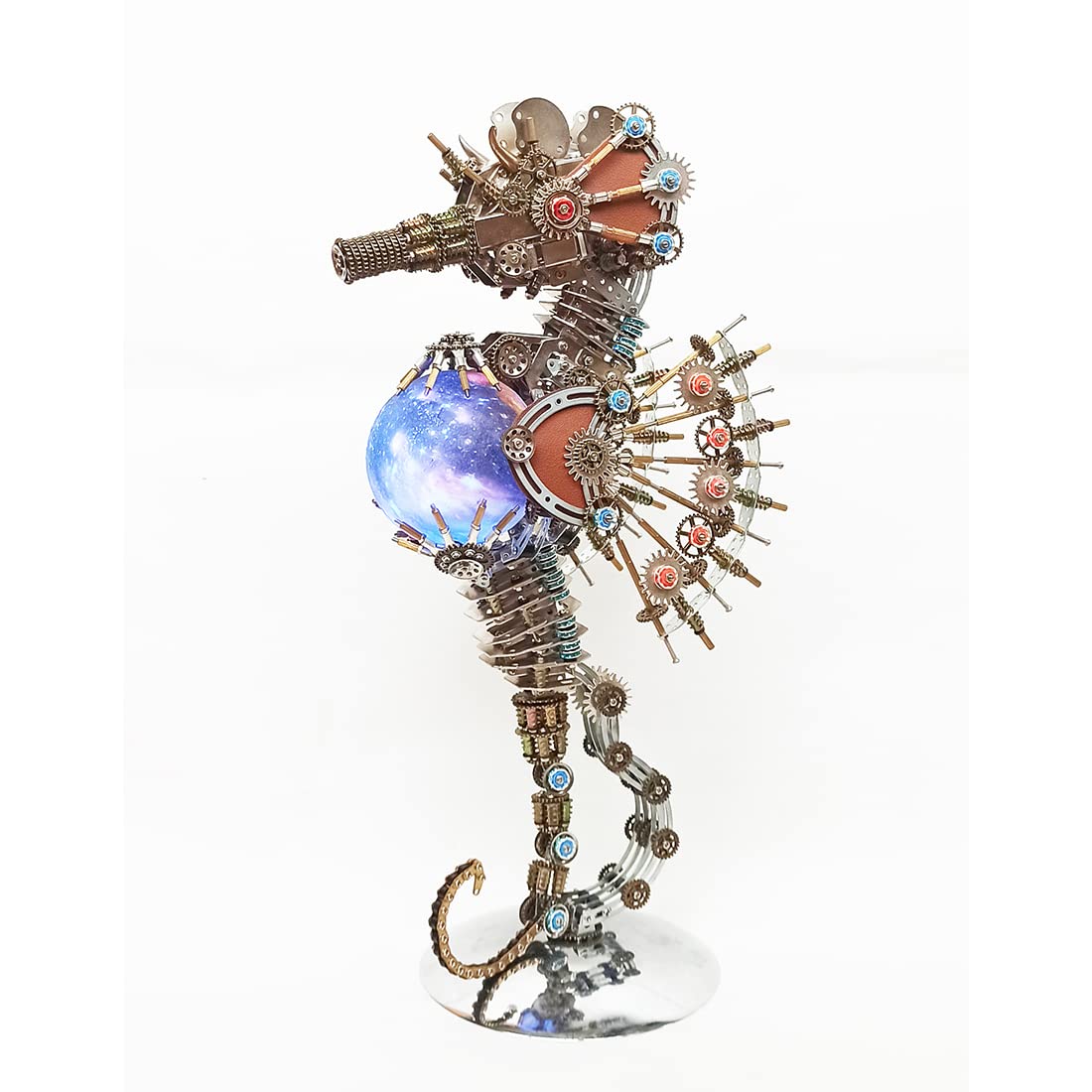 3D Metall Puzzles Mechanische Seepferdchen Modellbausätze mit Lampe, DIY Montage Steampunk Puzzle Dekor Sammler Geschenk für Erwachsene, 2100 Teile