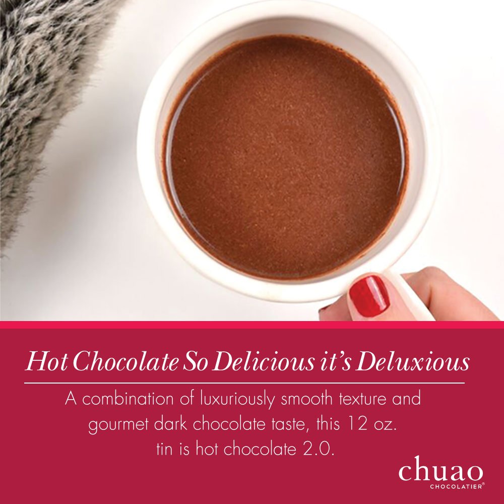 Chuao Chocolatier Spicy Maya & Delicious Dark Drinking Chocolate Tins| Gourmet Hot Cocoa Artisan European No Preservatives Mexican Hot Chocolate| For Gift Baskets, Christmas, Valentines Day, Gifts for Women, Men, Birthday, Thank You, Care Package | 2-Ct (12 oz each)