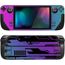 PlayVital Full Set Protective Skin Decal for Steam Deck LCD, Custom Stickers Vinyl Cover for Steam Deck OLED - Neon Cyber