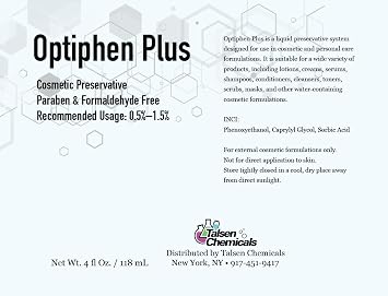 Optiphen Plus Preservative for Cosmetics,Optiphen Natural Presevative For Lotions Making DIY Productes, Serums (4 Ounce / 118 mL)