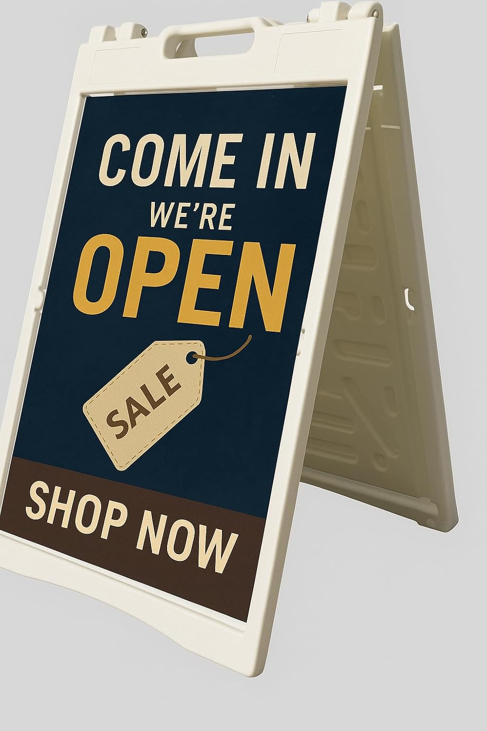 Sign Holder with Water Injection Hole, Portable Plastic Sign Stand, Double Sided Display Poster Stand, A Frame Sign for Sidewalks and Outdoor Advertising (white)