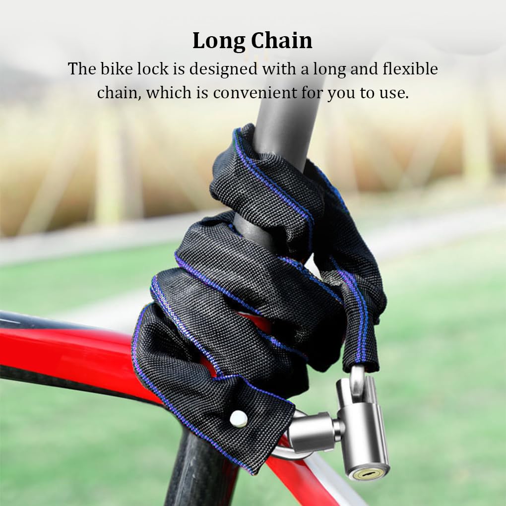 Set di 5 lucchetti a catena per bicicletta, con cavo rinforzato, dispositivo antifurto per strada, montagna, scooter elettrico, 60 cm