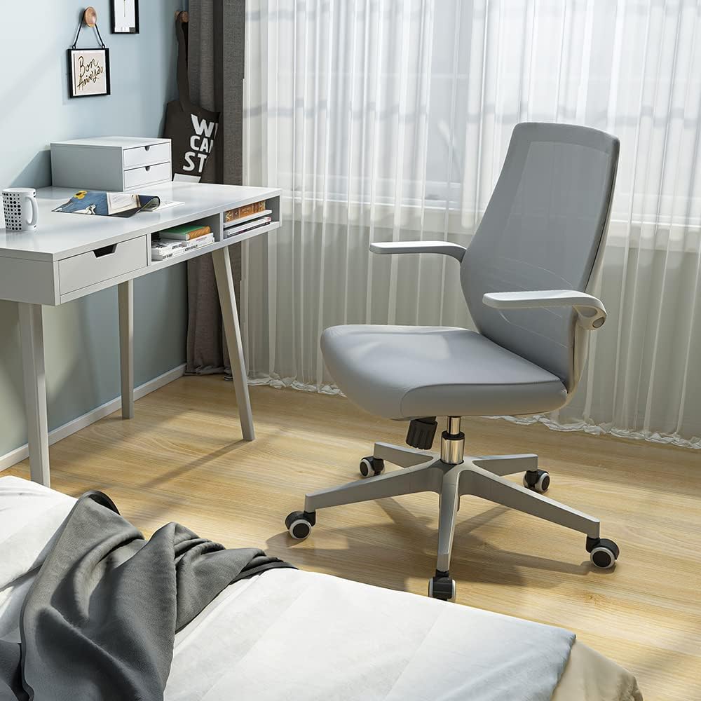 SIHOO Ergonomic Office Chair, Swivel Desk Chair Height Adjustable Mesh Back Computer Chair with Lumbar Support, 90° Flip-up Armrest (Grey) : Home & Kitchen