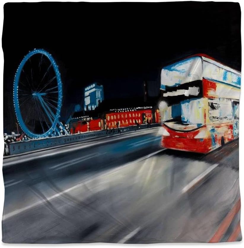 Begin Home Decor 3817-SWCQ-CI283 Bus Travel by Night Queen Size Duvet Cover - Modern Bedroom Decor