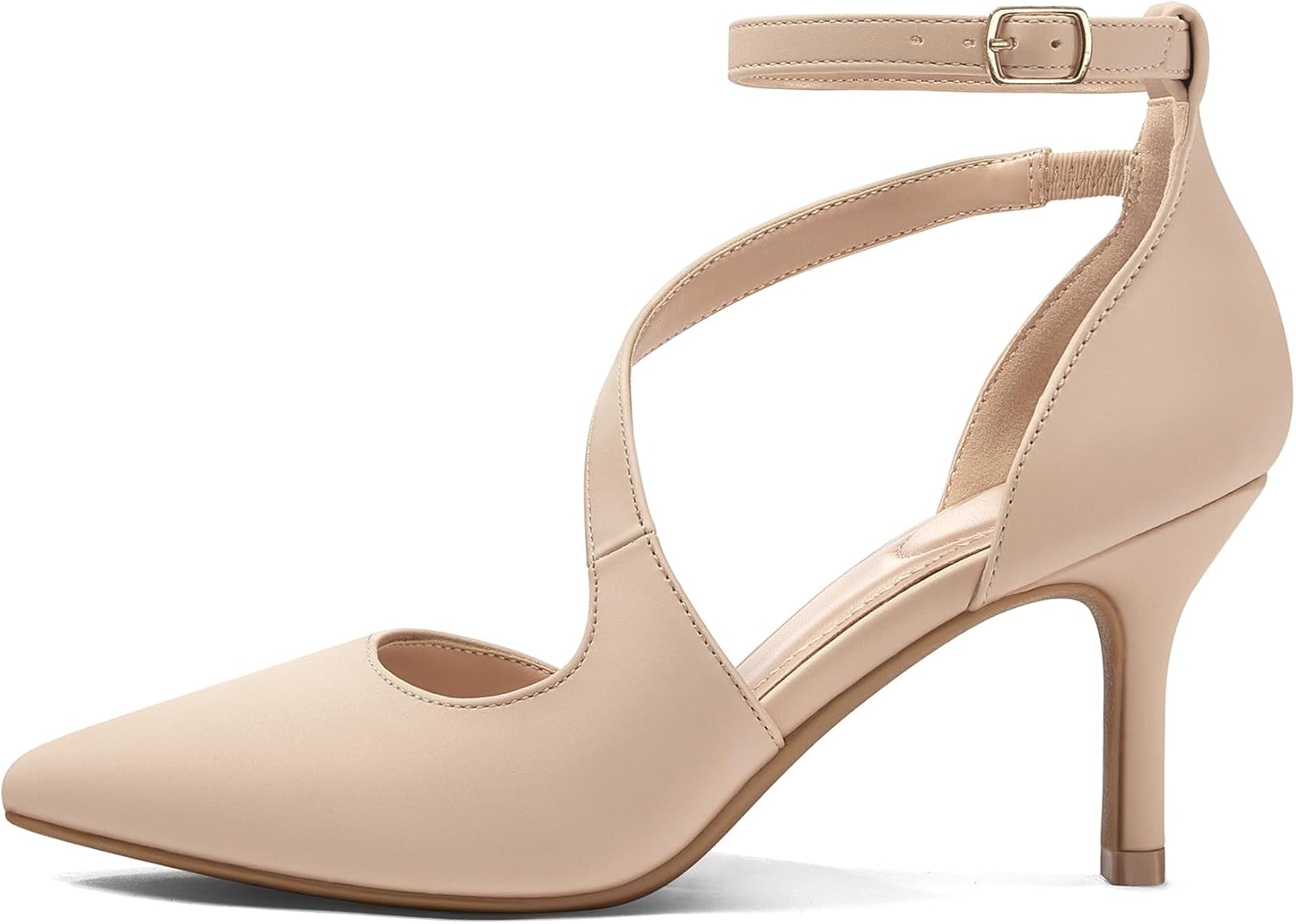 mysoft Women's Pumps Pointed Toe Stiletto Ankle Strap Closed Toe Low Heel Wedding Party Dress Shoes - Image 4