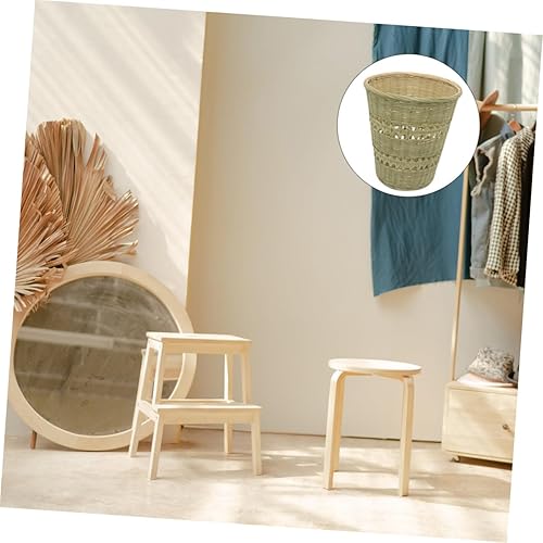 Miniatura 2 de Cabilock 1 PC cestas tejidas hechas a mano de bambú contenedor de basura práctica cesta de almacenamiento de ropa verde claro