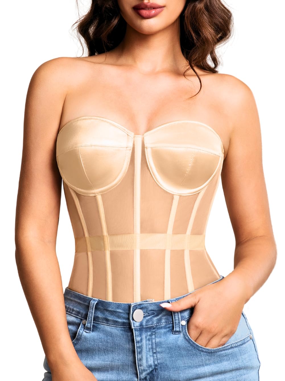 Kaei&Shi Sheer Mesh Overbust Corset