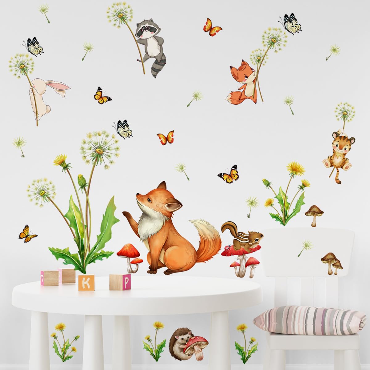 WOHAHA Removable Cartoon Butterfly & Dandelion Wall Decals - 4 Pack, 11.8x17.7 In, PVC, Kids Room Decor