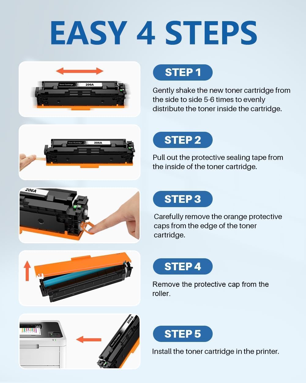 colorfly 206A Toner Cartridges 4 Pack(with Chip) Replacement for hp 206 A Toner Cartridges 206X W2110A Work with Color LaserJet Pro MFP M283fdw MFP M255dw M283cdw M283fdn M255nw M282nw