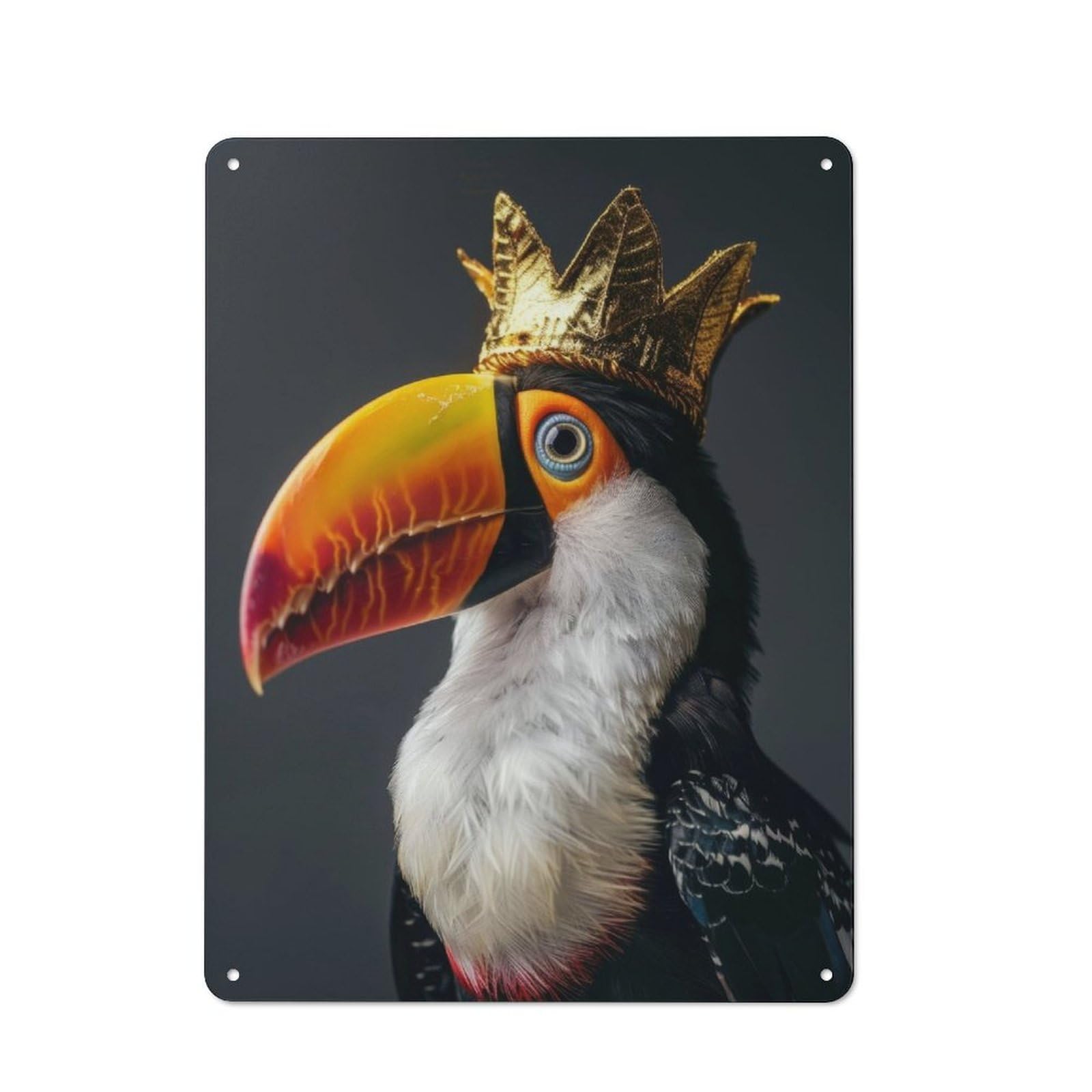 Junmoney Toucan Bird Cute King Rustic Metal Sign 40X30cm For Kitchen Or Home Bar, Gift For Kitchen Decor Lovers During The Christmas Season