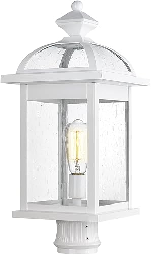 Darkaway Luces de poste grandes de 22 pulgadas para exteriores con postes de lámpara de vidrio sembrado, iluminación exterior para patio, jardín,